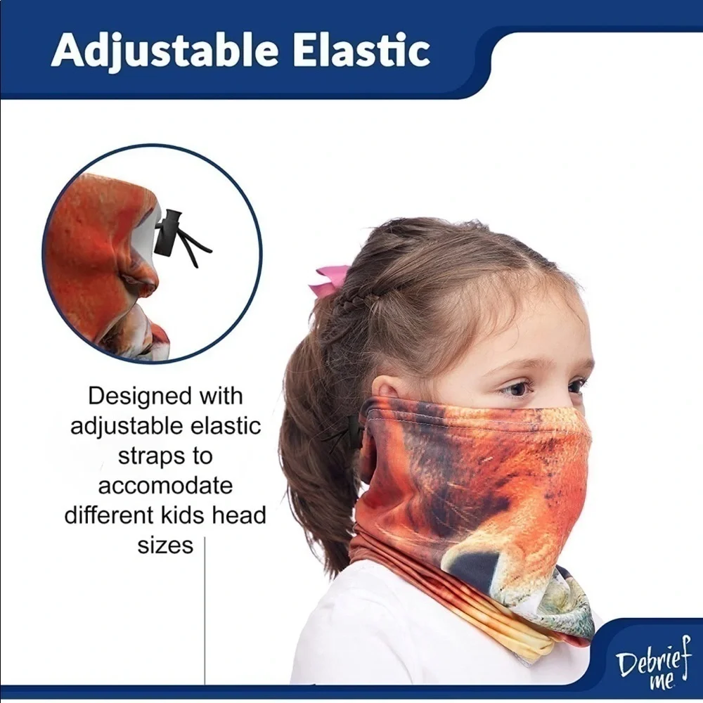 Brand New Set of 3 Kids Neck Gaiters Animal Masks Breathable Adjustable Covid
